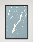 Lake George vertical canvas map, Soft Blue, Black Frame