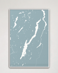 Lake George vertical canvas map, Soft Blue, White Frame
