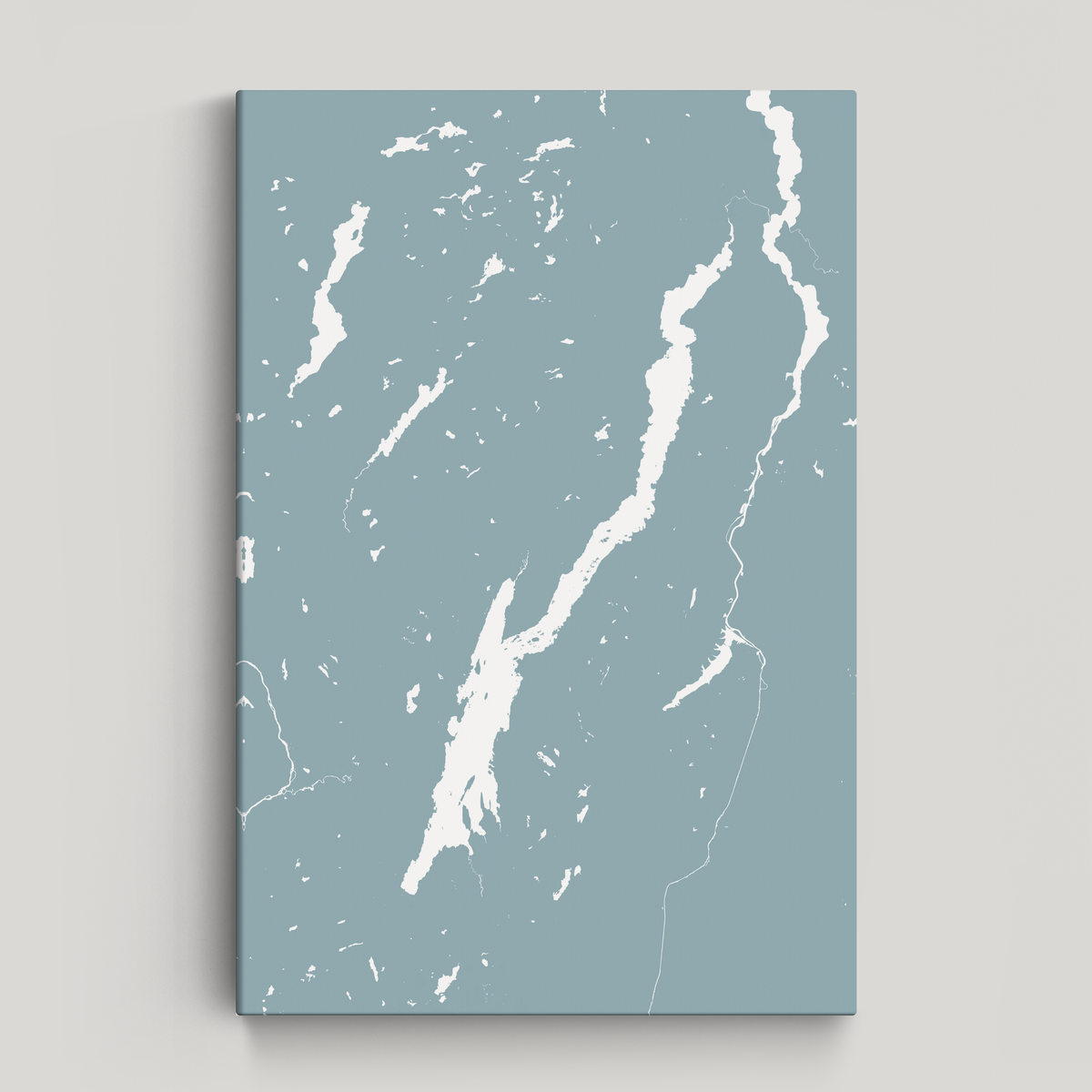 Lake George vertical canvas map, Soft Blue, No Frame