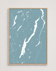 Lake George vertical canvas map, Soft Blue, Light Wood