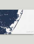 Long Beach Island horizontal canvas map, Navy, No Frame