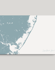 Long Beach Island horizontal canvas map, Soft Blue, No Frame