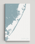 Long Beach Island vertical canvas map, Soft Blue, No Frame