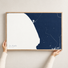 Los Angeles horizontal canvas map in Navy, hands holding an oak-framed canvas