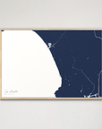 Los Angeles horizontal canvas map, Navy, Natural Oak