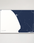 Los Angeles horizontal canvas map, Navy, White Frame