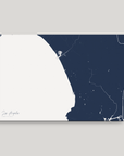 Los Angeles horizontal canvas map, Navy, No Frame