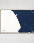 Los Angeles horizontal canvas map, Navy, Light Wood