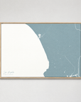 Los Angeles horizontal canvas map, Soft Blue, Light Wood