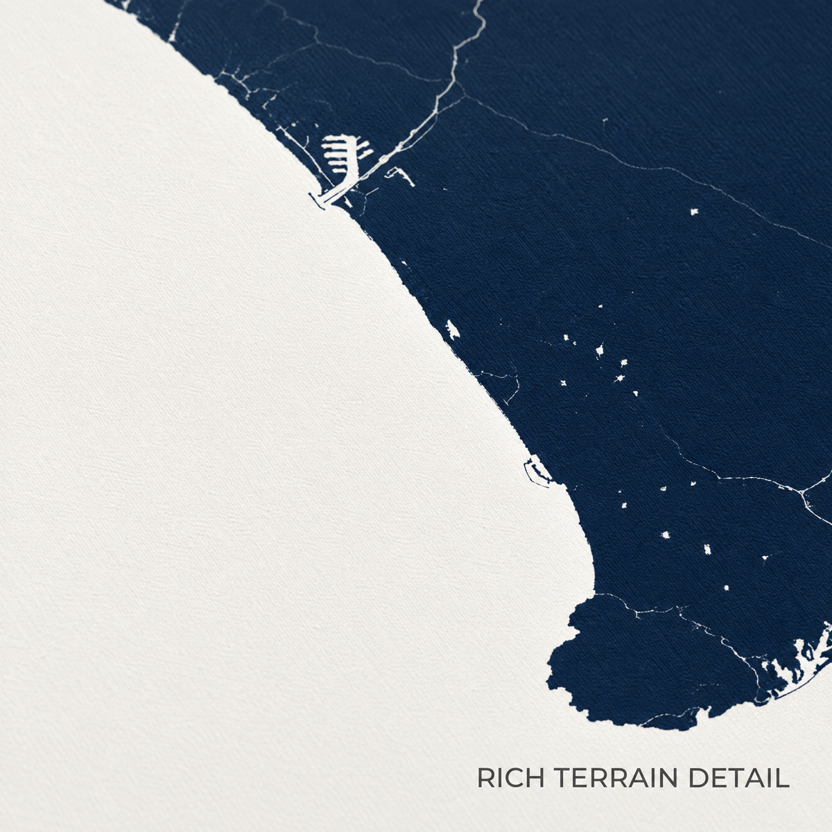 Los Angeles vertical canvas map in Navy, map detail