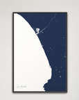 Los Angeles vertical canvas map, Navy, Black Frame