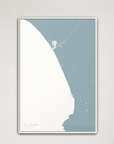 Los Angeles vertical canvas map, Soft Blue, White Frame