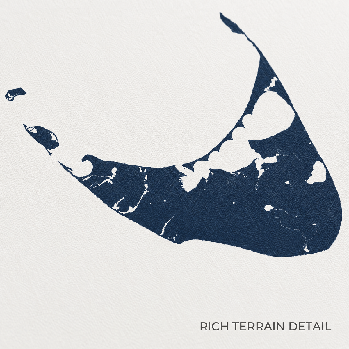 Nantucket horizontal canvas map in Navy, map detail