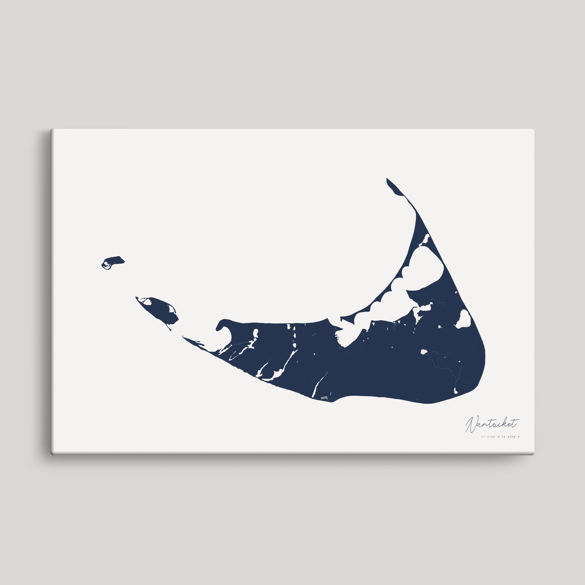 Nantucket horizontal canvas map, Navy, No Frame