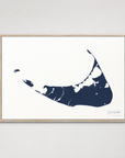 Nantucket horizontal canvas map, Navy, Light Wood