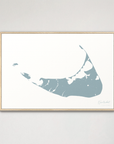 Nantucket horizontal canvas map, Soft Blue, Natural Oak