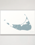 Nantucket horizontal canvas map, Soft Blue, White Frame