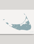 Nantucket horizontal canvas map, Soft Blue, No Frame