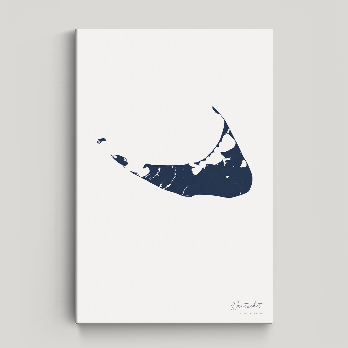Nantucket vertical canvas map, Navy, No Frame
