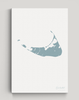 Nantucket vertical canvas map, Soft Blue, No Frame
