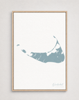 Nantucket vertical canvas map, Soft Blue, Light Wood