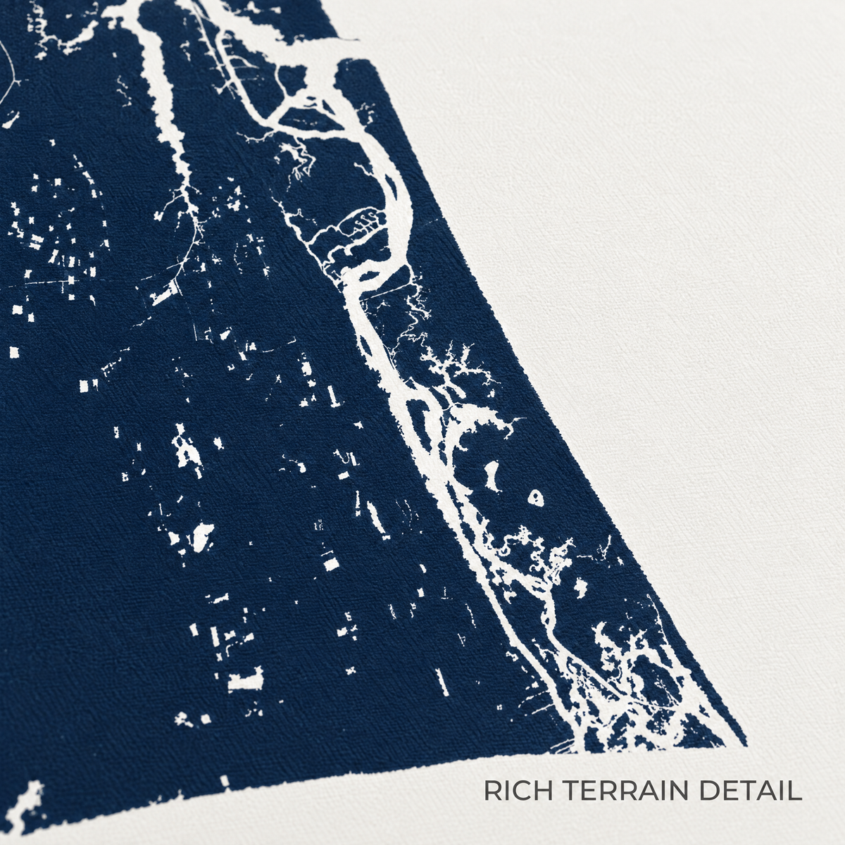 New Smyrna Beach horizontal canvas map in Navy, map detail