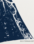 New Smyrna Beach horizontal canvas map in Navy, map detail