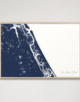 New Smyrna Beach horizontal canvas map, Navy, Natural Oak