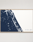 New Smyrna Beach horizontal canvas map, Navy, Light Wood