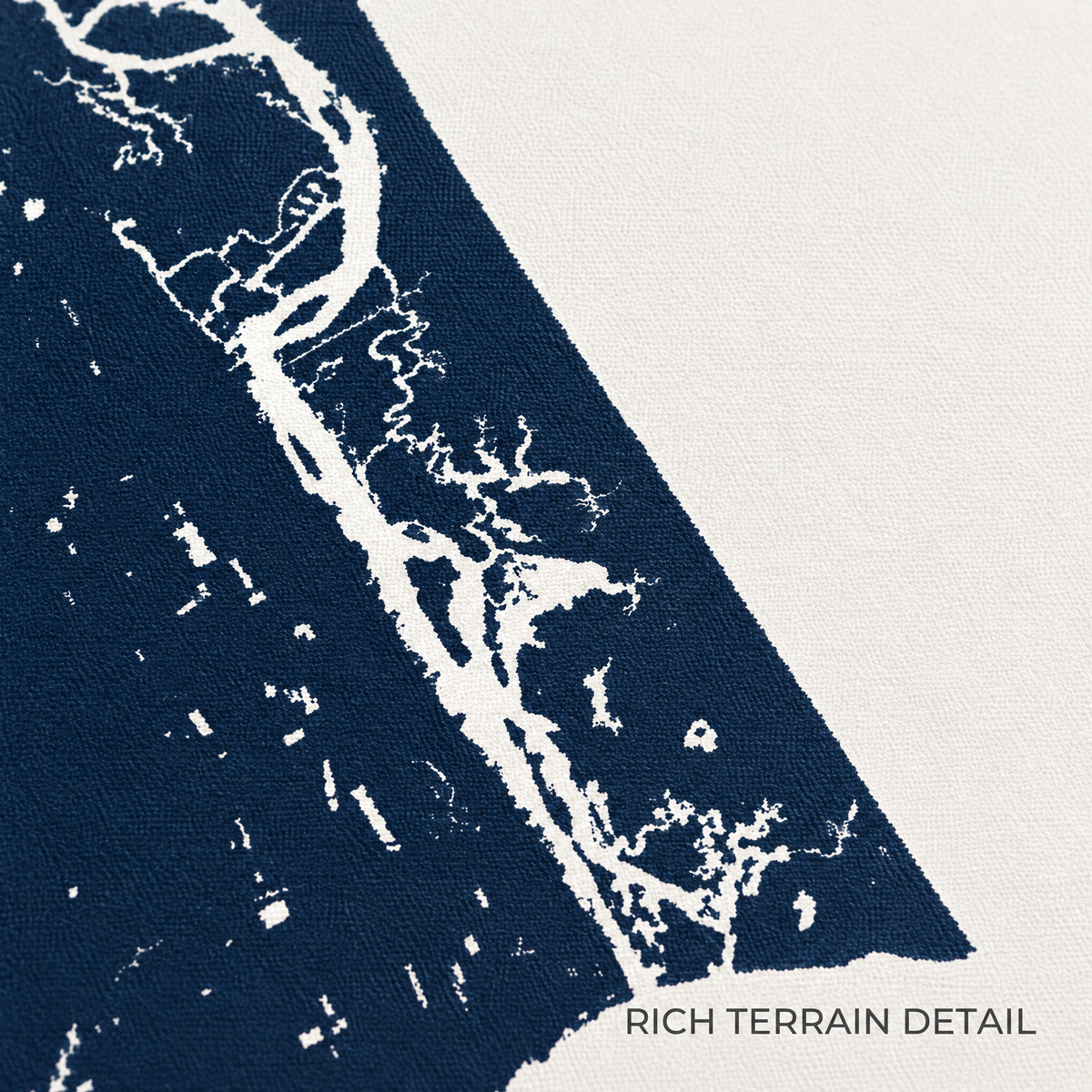 New Smyrna Beach vertical canvas map in Navy, shoreline detail