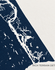New Smyrna Beach vertical canvas map in Navy, shoreline detail