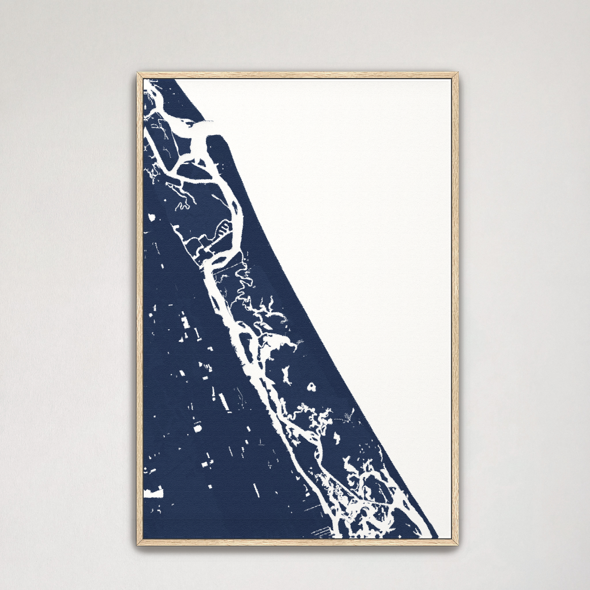 New Smyrna Beach vertical canvas map, Navy, Natural Oak