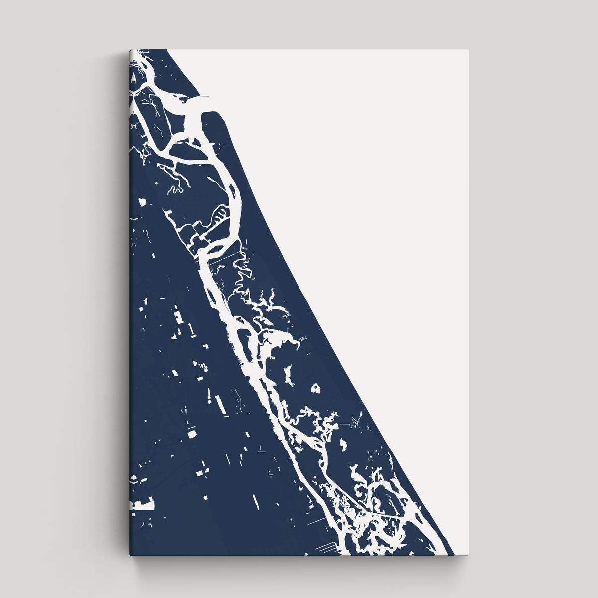 New Smyrna Beach vertical canvas map, Navy, No Frame