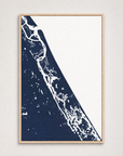 New Smyrna Beach vertical canvas map, Navy, Light Wood