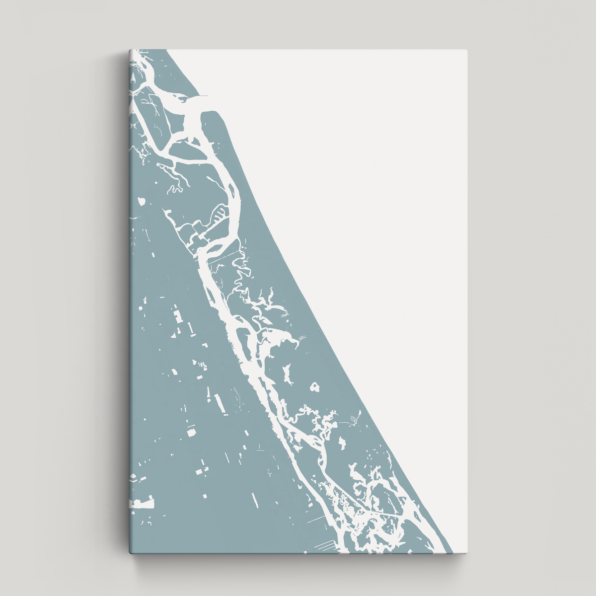 New Smyrna Beach vertical canvas map, Soft Blue, No Frame