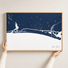 Oak Island horizontal canvas map in Navy, hands holding an oak-framed canvas