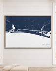 Oak Island horizontal canvas map in Navy, window interior