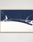 Oak Island horizontal canvas map, Navy, Natural Oak