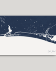 Oak Island horizontal canvas map, Navy, No Frame