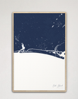 Oak Island vertical canvas map, Navy, Natural Oak