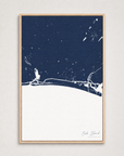 Oak Island vertical canvas map, Navy, Light Wood