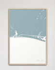 Oak Island vertical canvas map, Soft Blue, Natural Oak