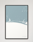 Oak Island vertical canvas map, Soft Blue, Black Frame
