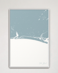 Oak Island vertical canvas map, Soft Blue, White Frame