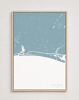 Oak Island vertical canvas map, Soft Blue, Light Wood