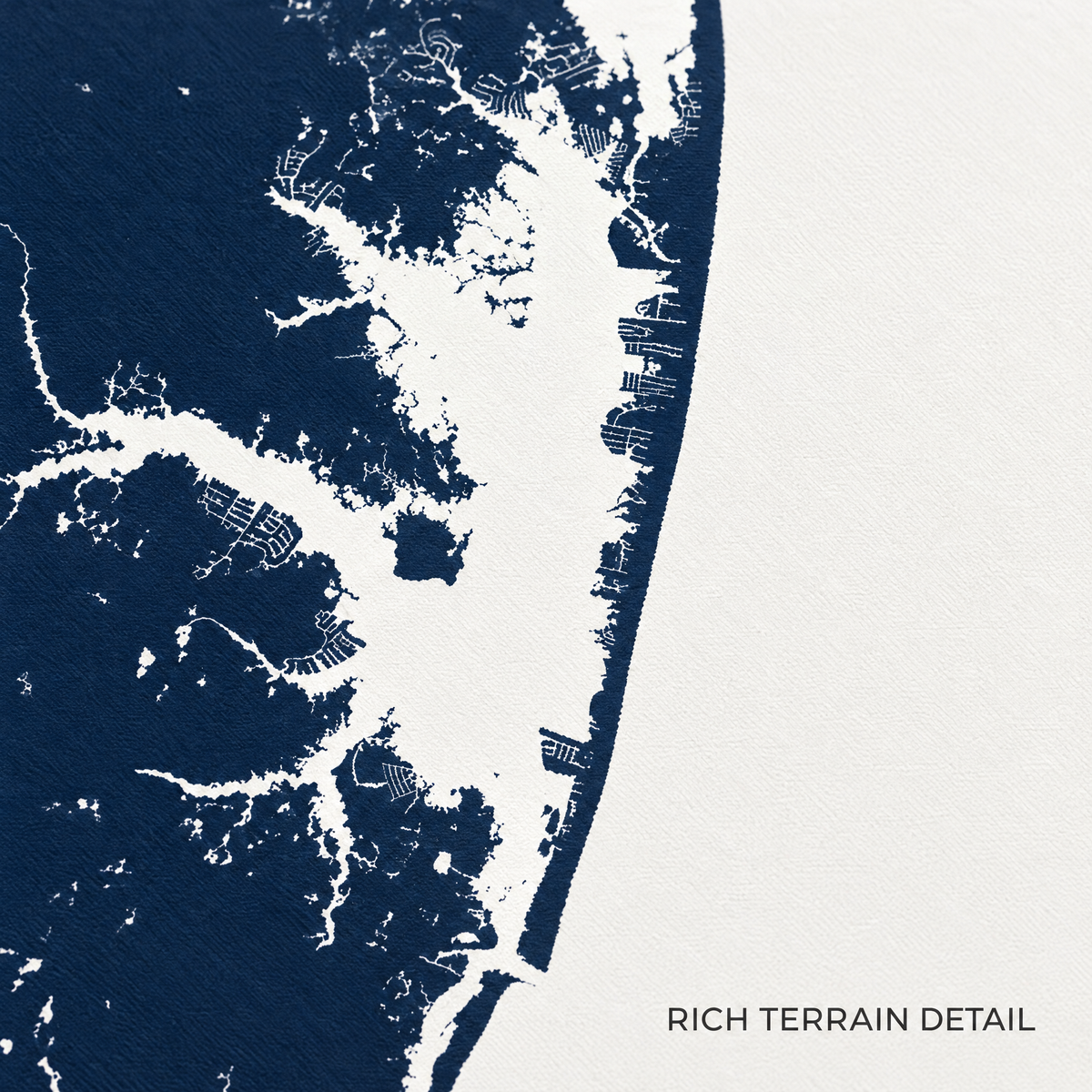Ocean City horizontal canvas map in Navy, map detail