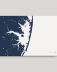 Ocean City horizontal canvas map, Navy, No Frame