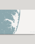 Ocean City horizontal canvas map, Soft Blue, No Frame