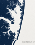 Ocean City vertical canvas map in Navy, map detail
