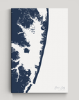Ocean City vertical canvas map, Navy, No Frame